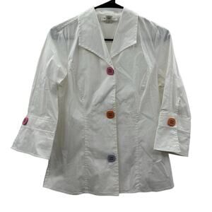 Katherine New York Multicolor Funky‎ Button Retro 3/4 Sleeve Top Size S